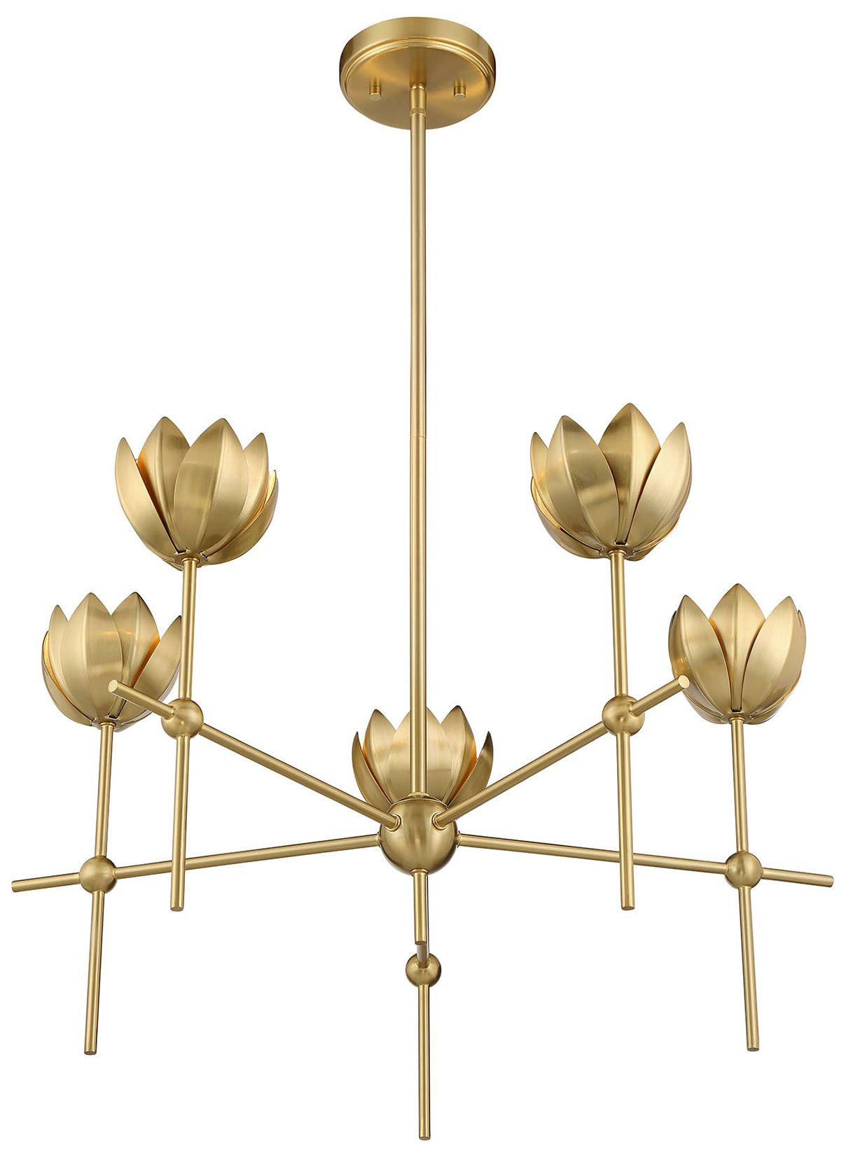 Image 4 Meridian 26 3/4" Wide Natural Brass 6-Light LED Chandelier more views