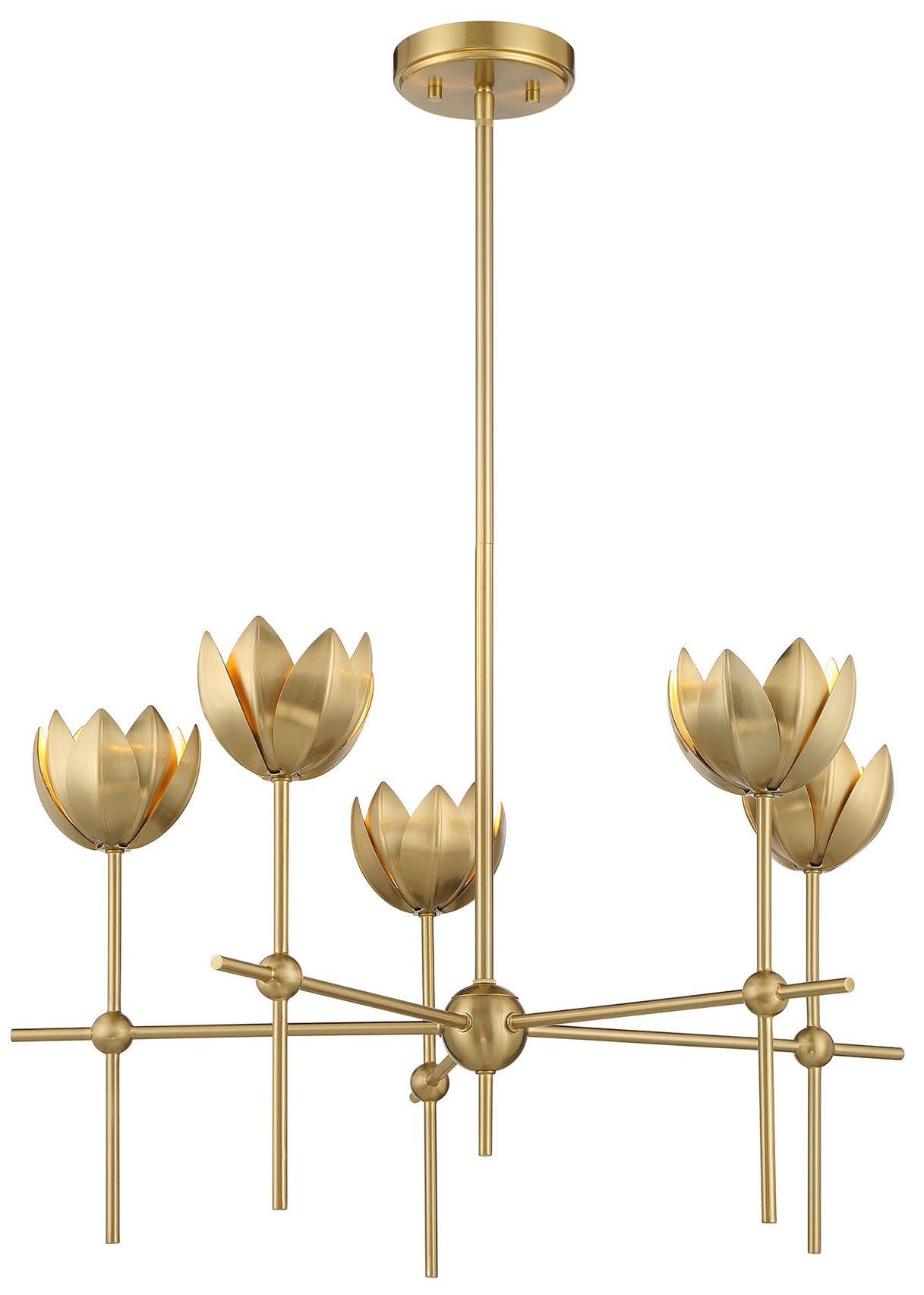 Image 5 Meridian 26 3/4" Wide Natural Brass 6-Light LED Chandelier more views