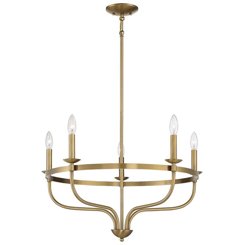 Image 1 Meridian 26" Wide Natural Brass 5-Light Chandelier