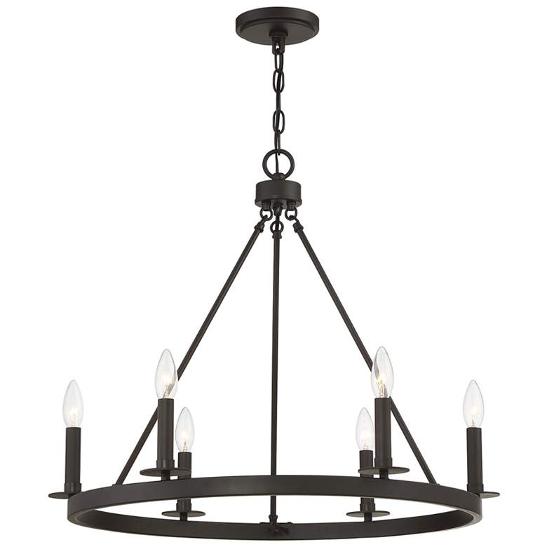Image 1 Meridian 26" Wide Oil-Rubbed Bronze 6-Light Chandelier