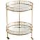 Meridian 27" Wide Antique Silver and Glass Round Bar Cart