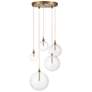 1_Meridian 28" Wide Natural Brass LED Multi-Light Pendant