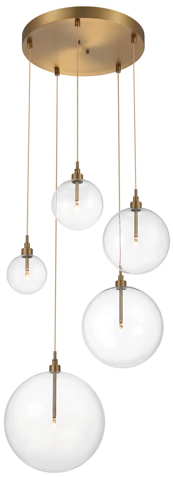 Image 4 Meridian 28" Wide Natural Brass LED Multi-Light Pendant more views