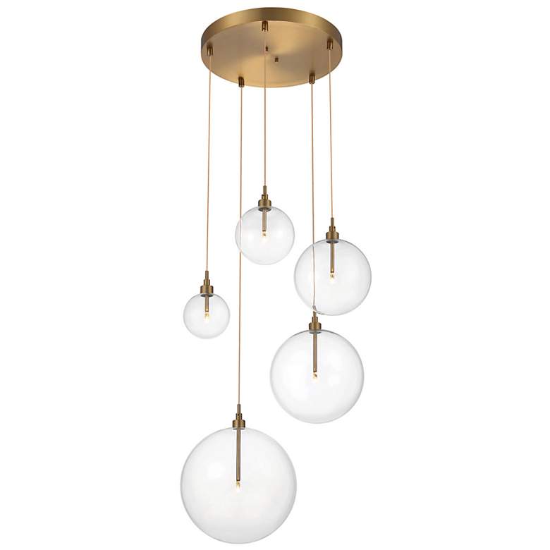 Image 4 Meridian 28" Wide Natural Brass LED Multi-Light Pendant more views