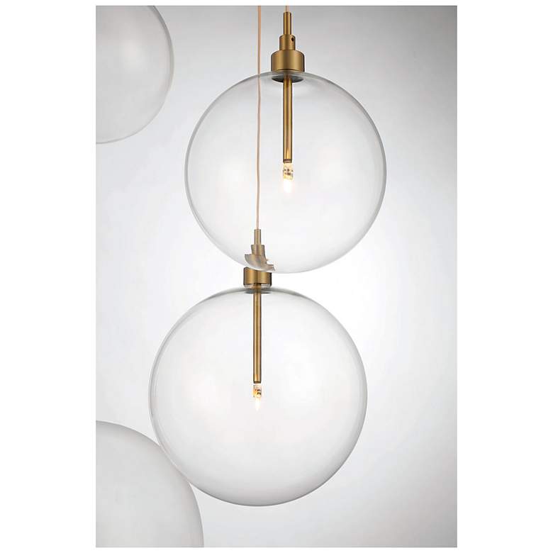 Image 5 Meridian 28" Wide Natural Brass LED Multi-Light Pendant more views