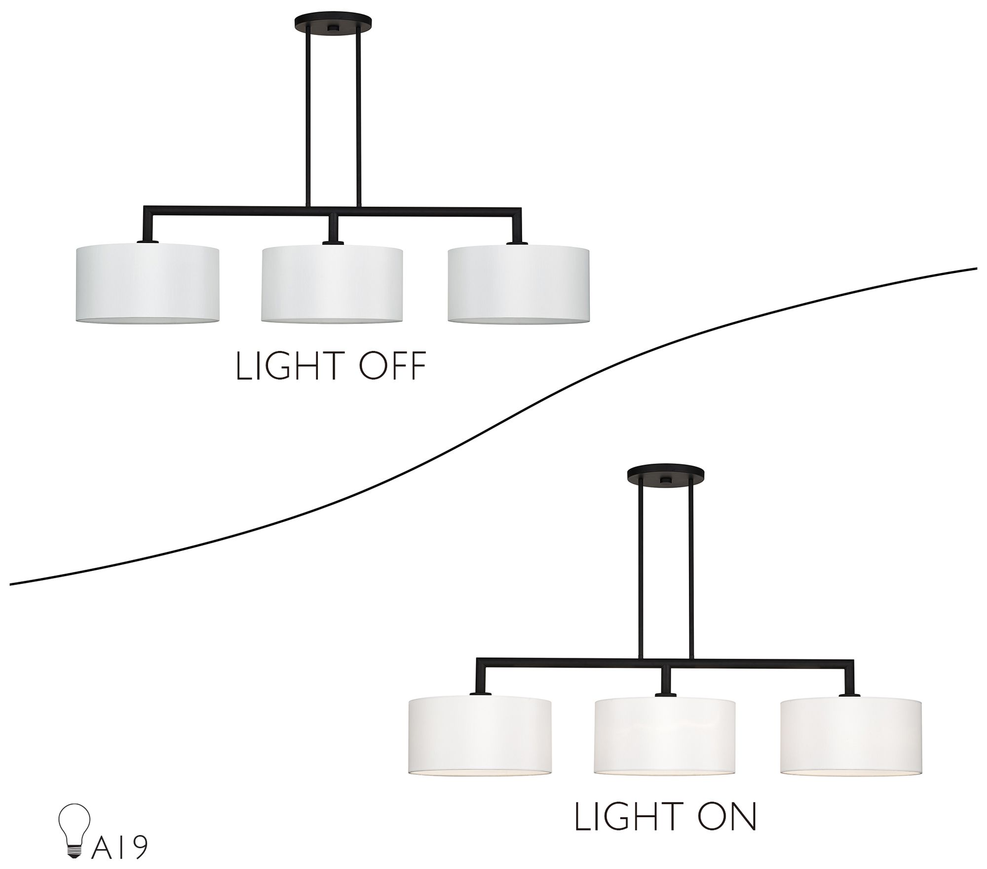 Meridian 3 Light Black Extra Large Linear Chandelier