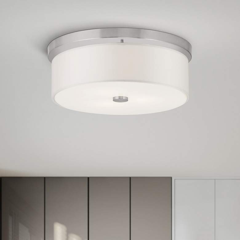 Image 1 Meridian 3 Light Brushed Nickel Ceiling Mount