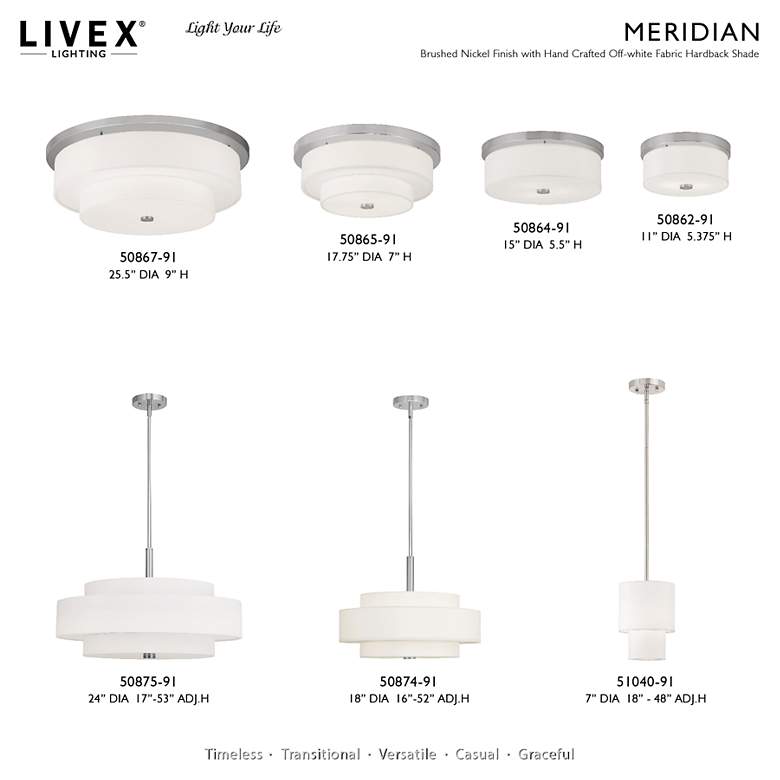Image 7 Meridian 3 Light Brushed Nickel Ceiling Mount more views