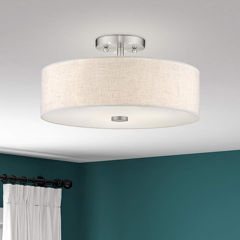 Image 1 Meridian 3 Light Brushed Nickel Ceiling Mount