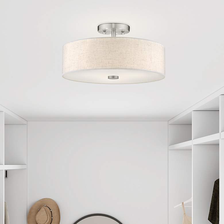 Image 6 Meridian 3 Light Brushed Nickel Ceiling Mount more views