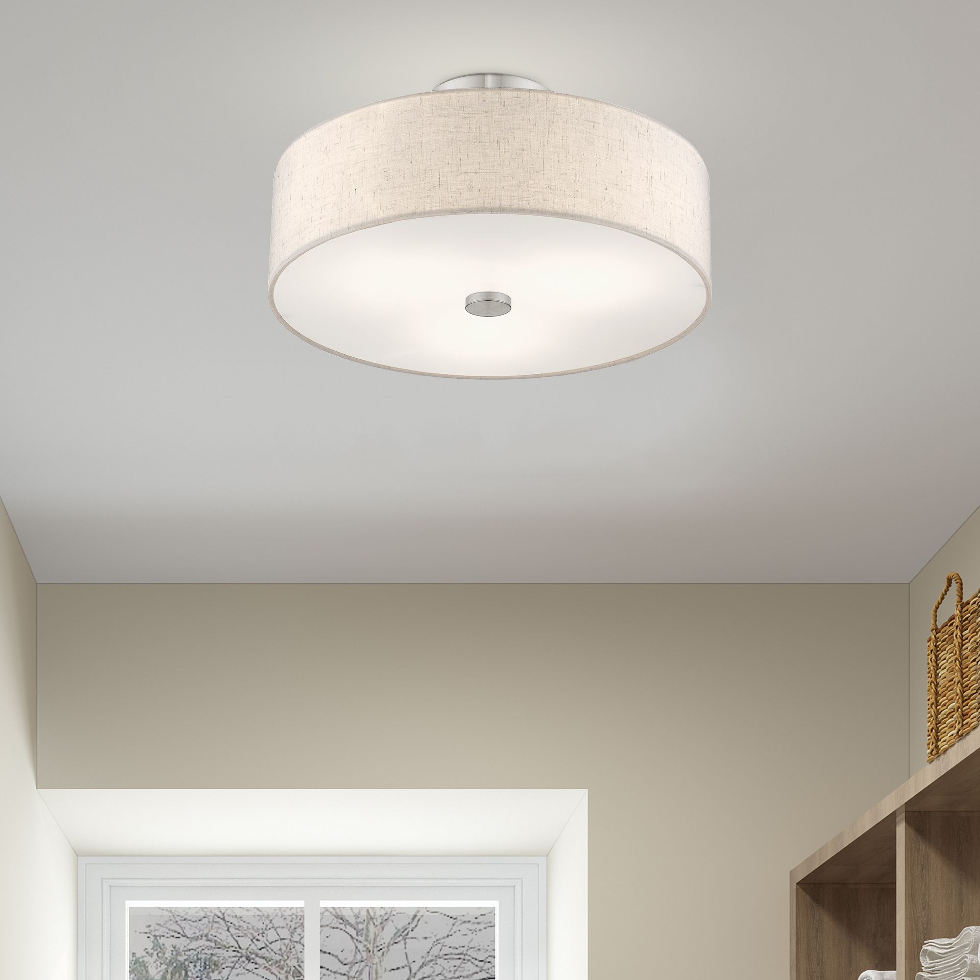 Meridian 3 Light Brushed Nickel Ceiling Mount