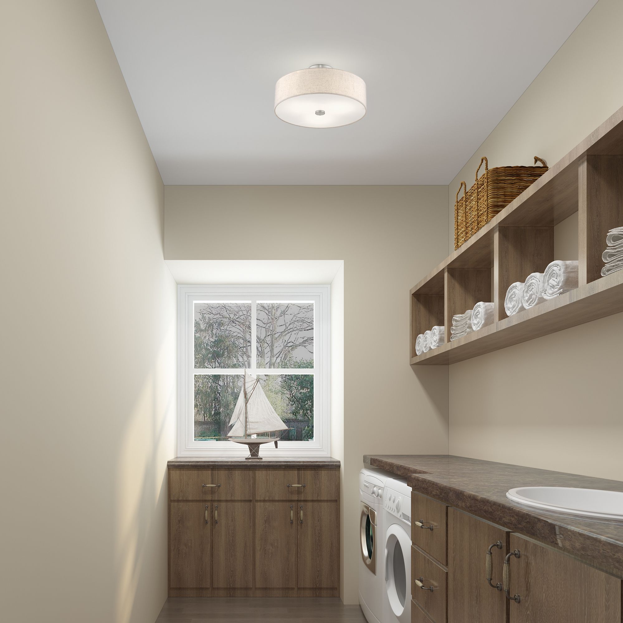 Meridian 3 Light Brushed Nickel Ceiling Mount