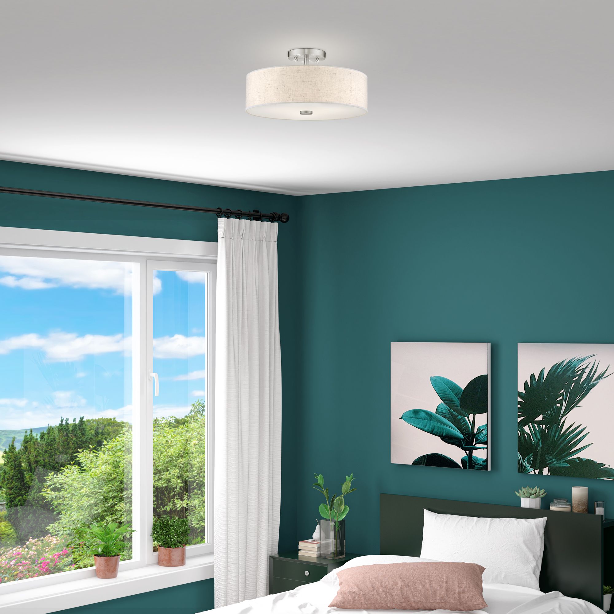 Meridian 3 Light Brushed Nickel Ceiling Mount