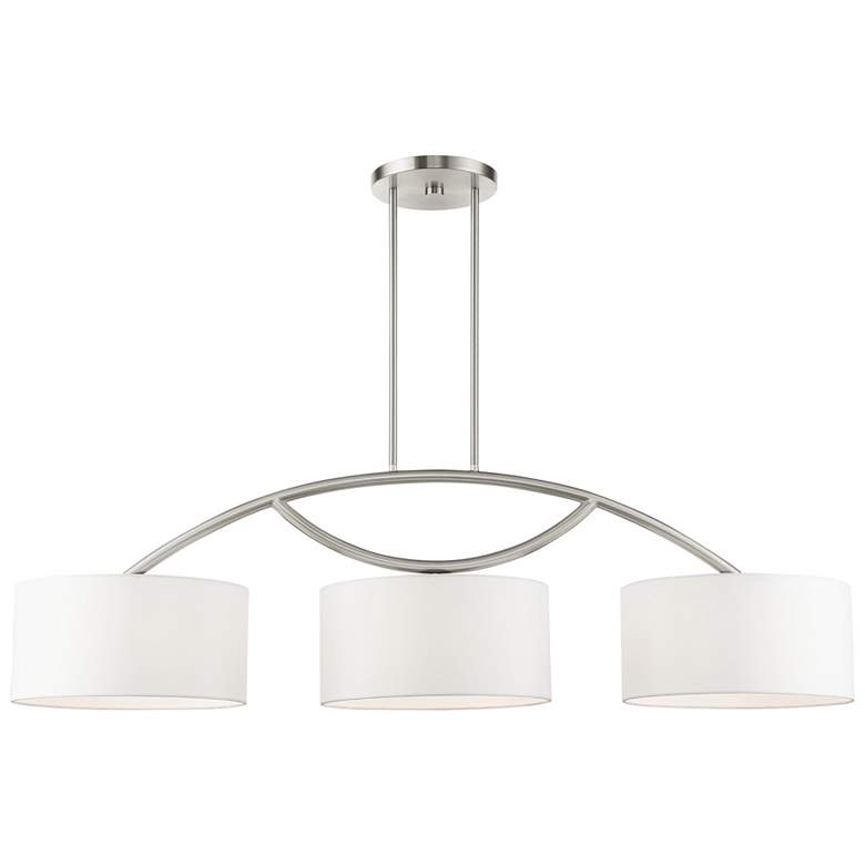 Image 1 Meridian 3 Light Brushed Nickel Linear Chandelier