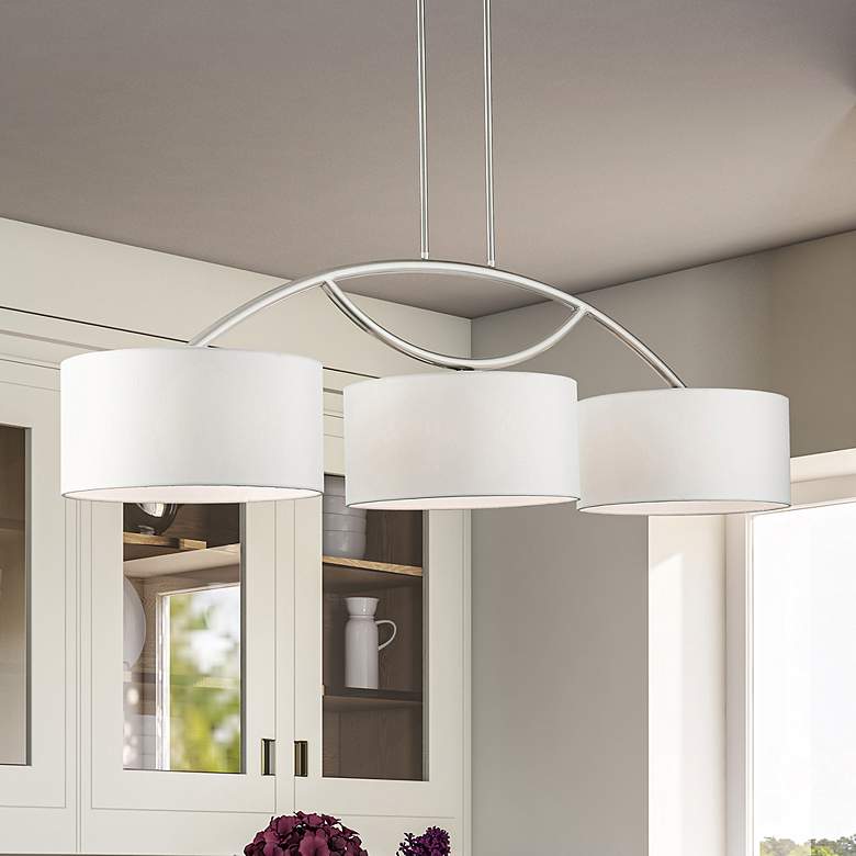 Image 1 Meridian 3 Light Brushed Nickel Linear Chandelier