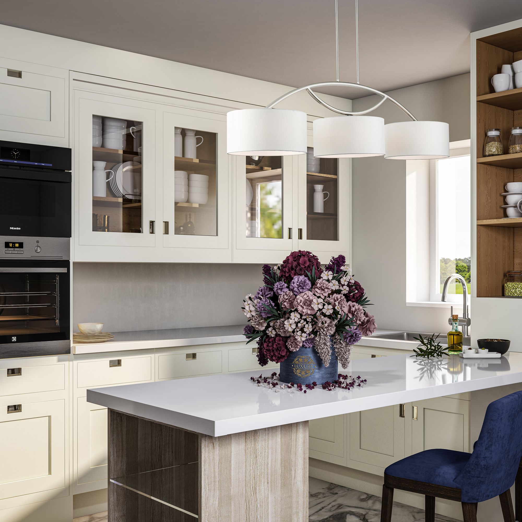 Meridian 3 Light Brushed Nickel Linear Chandelier