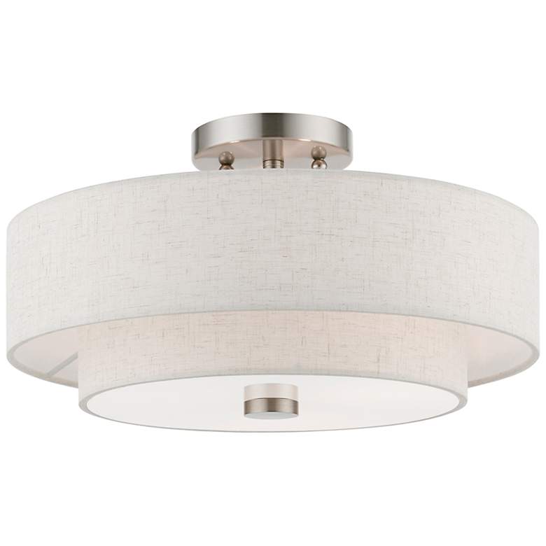 Image 3 Meridian 3 Light Brushed Nickel Semi-Flush