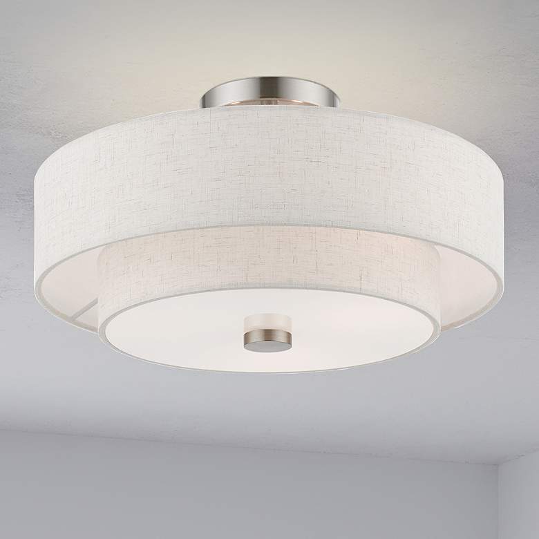 Image 2 Meridian 3 Light Brushed Nickel Semi-Flush
