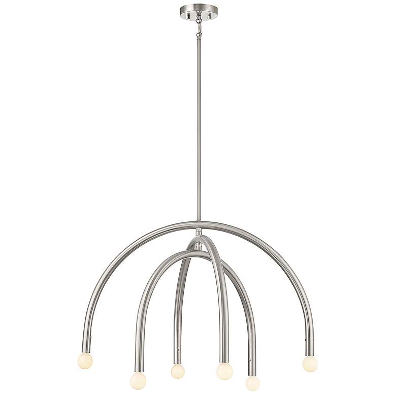 Image 1 Meridian 30" Wide Brushed Nickel 3-Tier 6-Light Chandelier