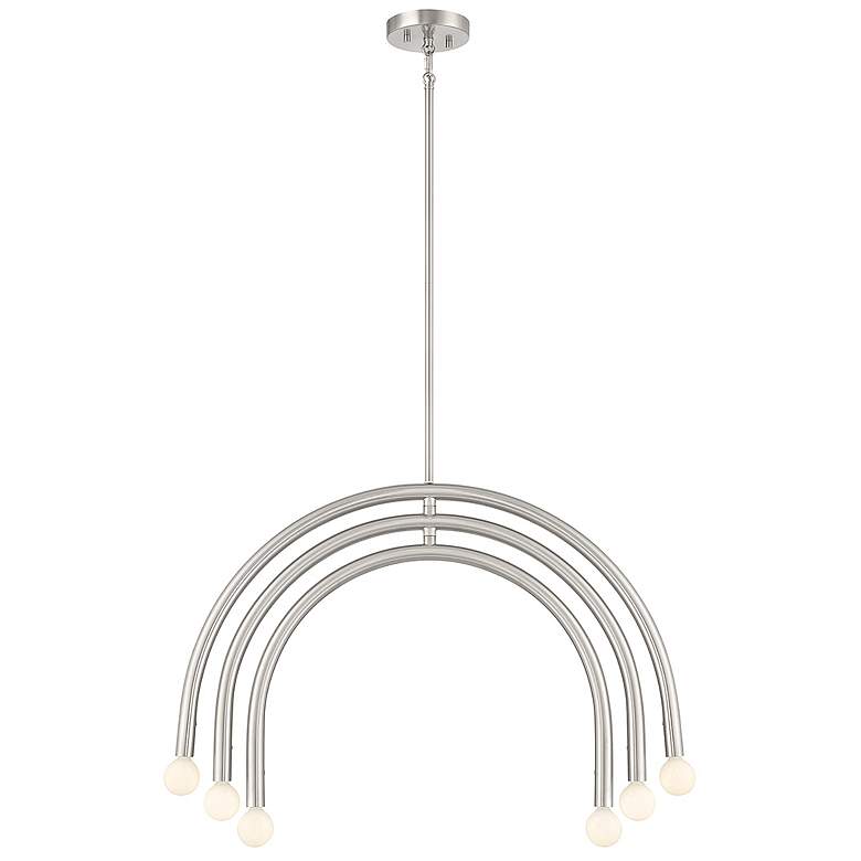 Image 2 Meridian 30" Wide Brushed Nickel 3-Tier 6-Light Chandelier more views