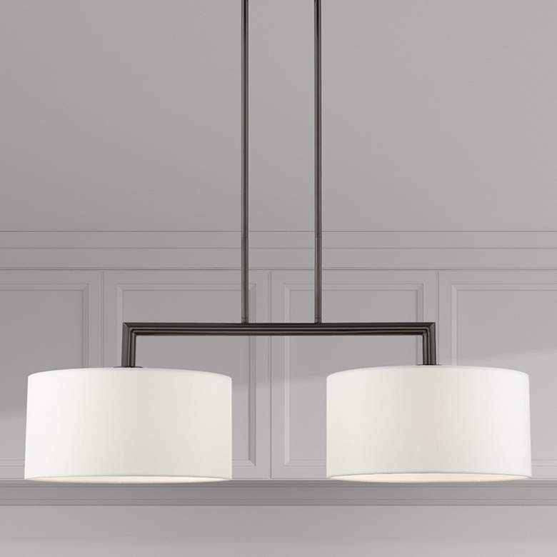 Image 1 Meridian 35" Wide Black Chrome 2-Light Linear Chandelier