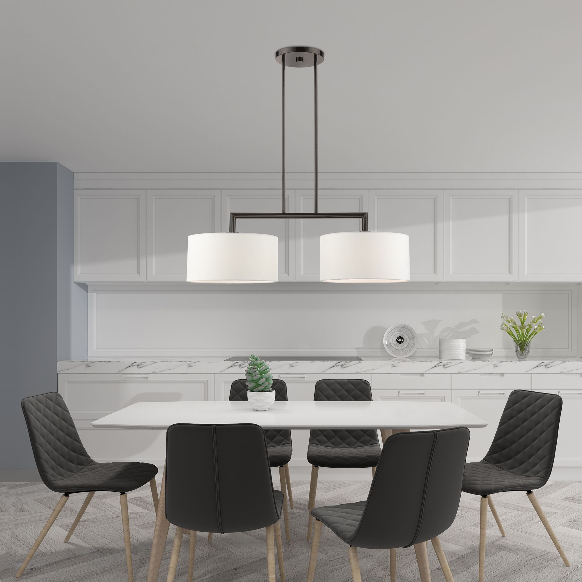 Meridian 35" Wide Black Chrome 2-Light Linear Chandelier