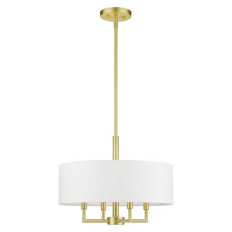 Image 3 Meridian 4 Light Satin Brass Pendant Chandelier more views