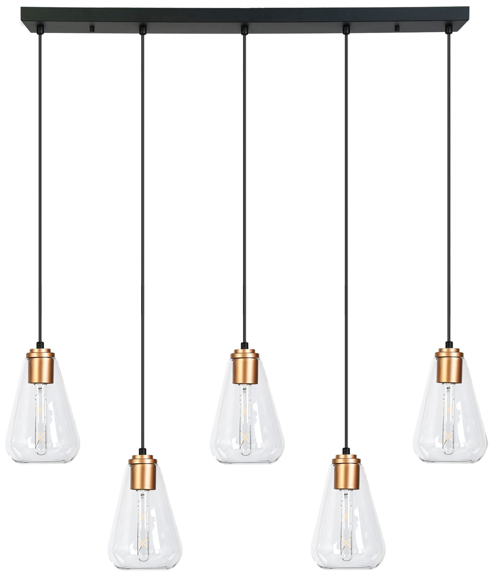 Thumbnail1 of Meridian 41 3/4" Wide Black Brass 5-Light Island Pendant