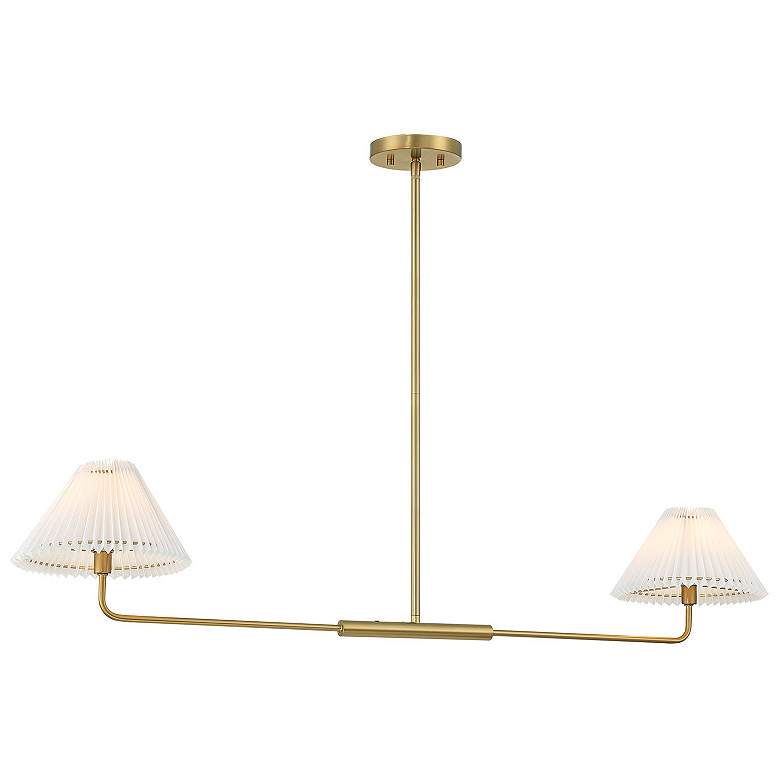 Image 3 Meridian 44" Wide Natural Brass Linear 2-Light Chandelier more views