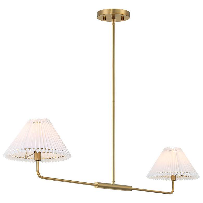 Image 4 Meridian 44" Wide Natural Brass Linear 2-Light Chandelier more views
