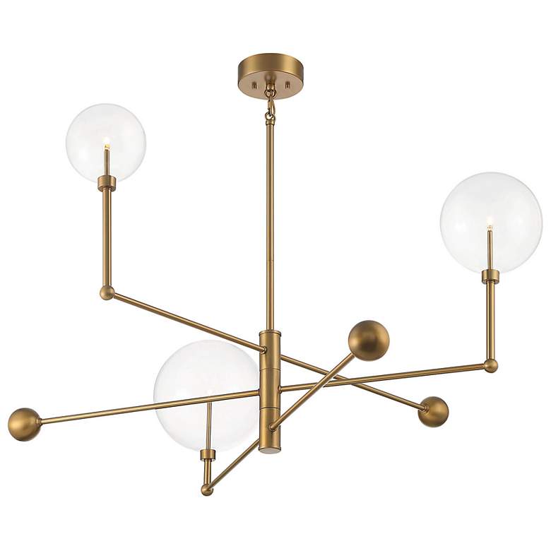 Image 4 Meridian 46" Wide Natural Brass 3-Light LED Chandelier more views