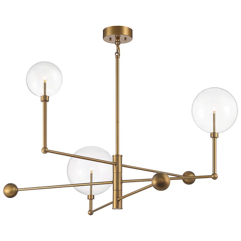 Image 5 Meridian 46" Wide Natural Brass 3-Light LED Chandelier more views