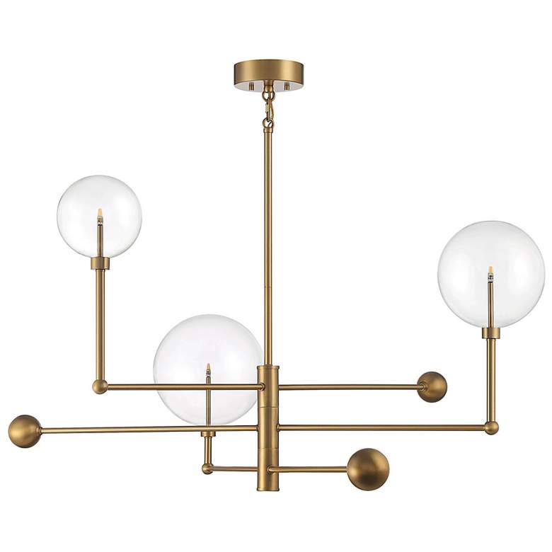 Image 6 Meridian 46" Wide Natural Brass 3-Light LED Chandelier more views