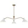 1_Meridian 48" Wide Natural Brass and White 3-Light Pendant