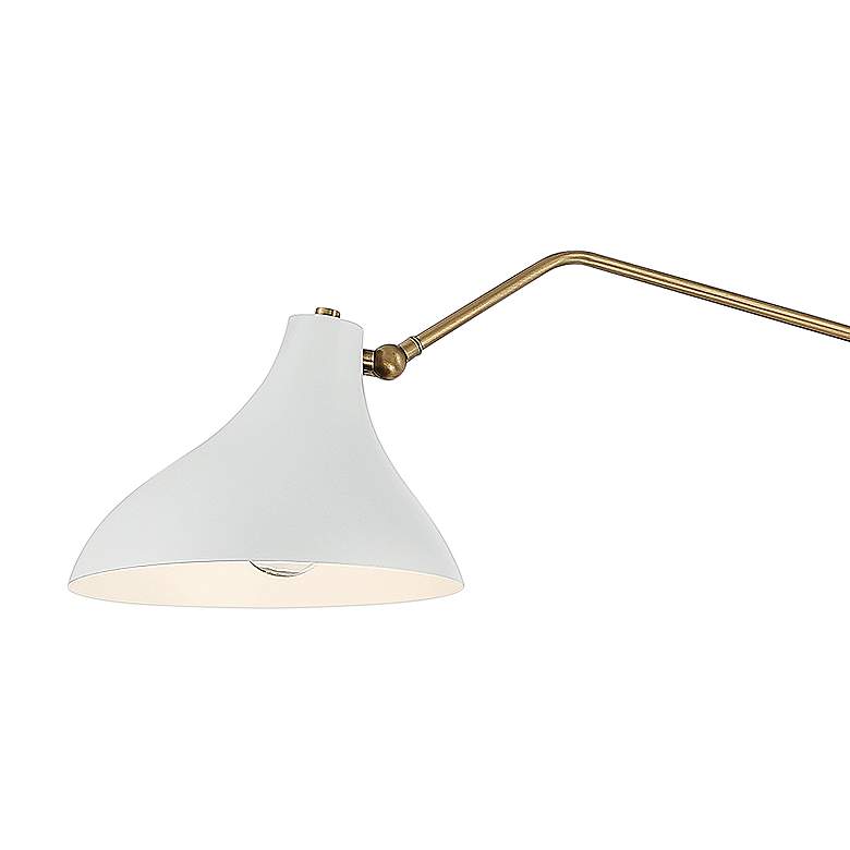 Image 2 Meridian 48" Wide Natural Brass and White 3-Light Pendant more views