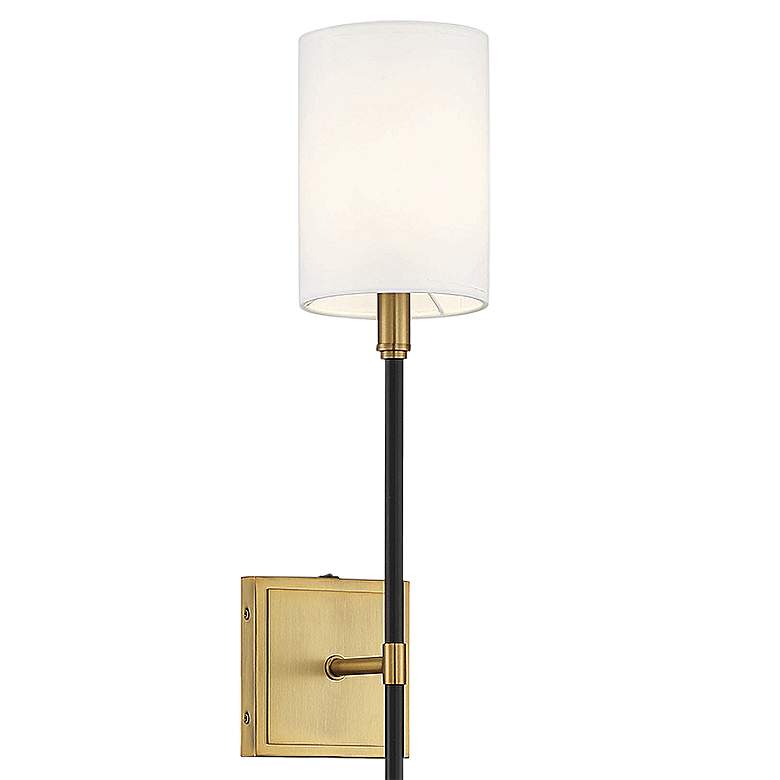 Image 2 Meridian 49" High Black with Natural Brass Wall Sconce more views