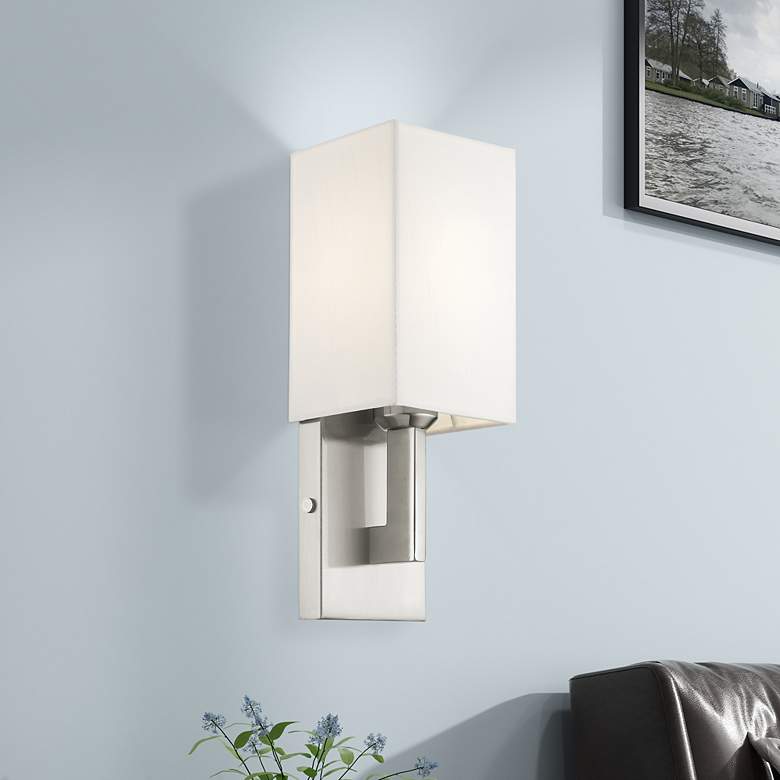 Image 1 Meridian 5-in W 1-Light Brushed Nickel Arm Wall Sconce