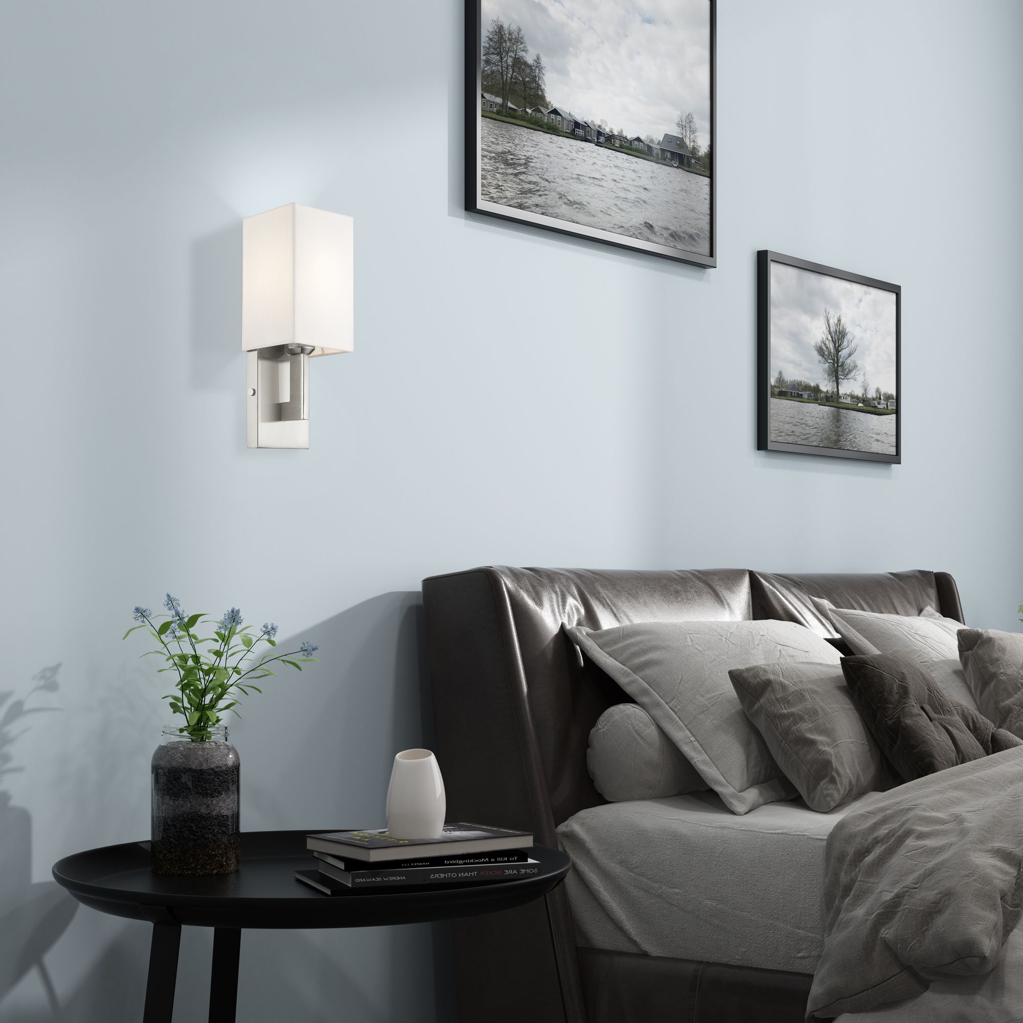 Meridian 5-in W 1-Light Brushed Nickel Arm Wall Sconce