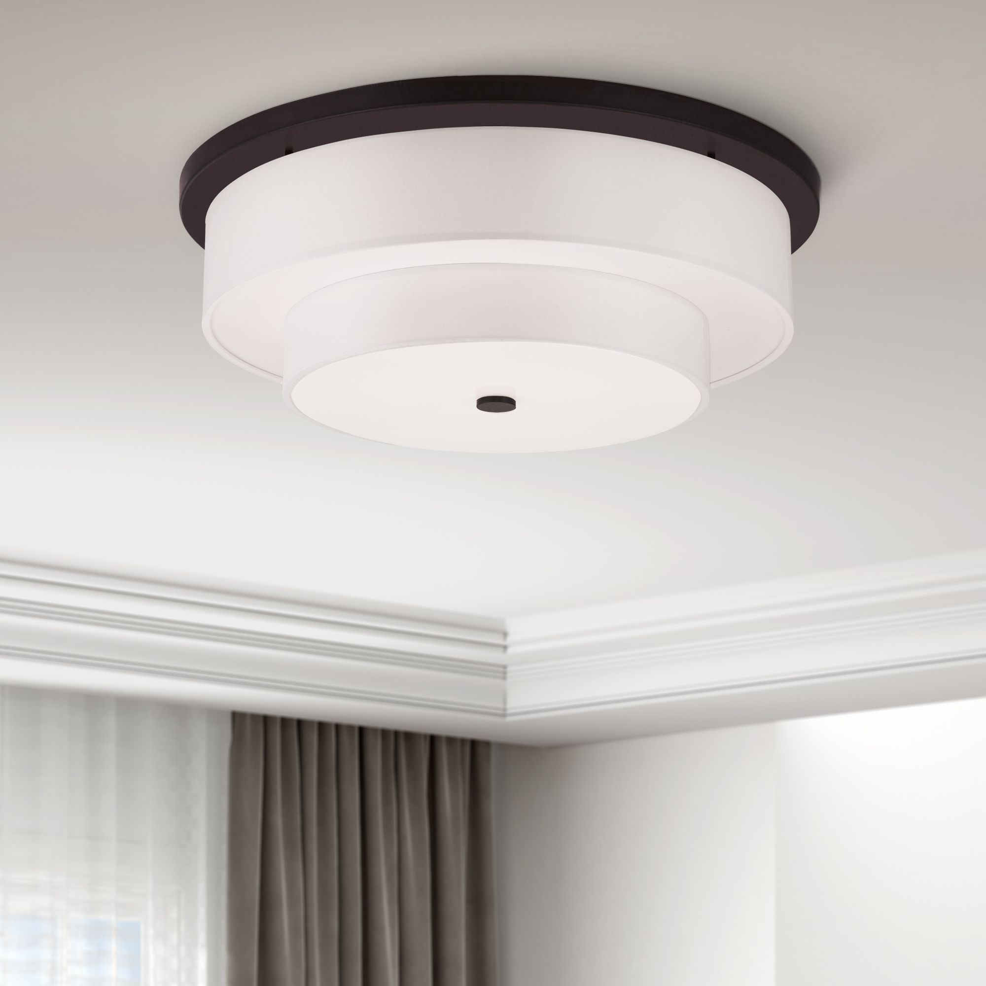 Image 3 Meridian 5-Light Bronze Flush Mount Ceiling Light more views