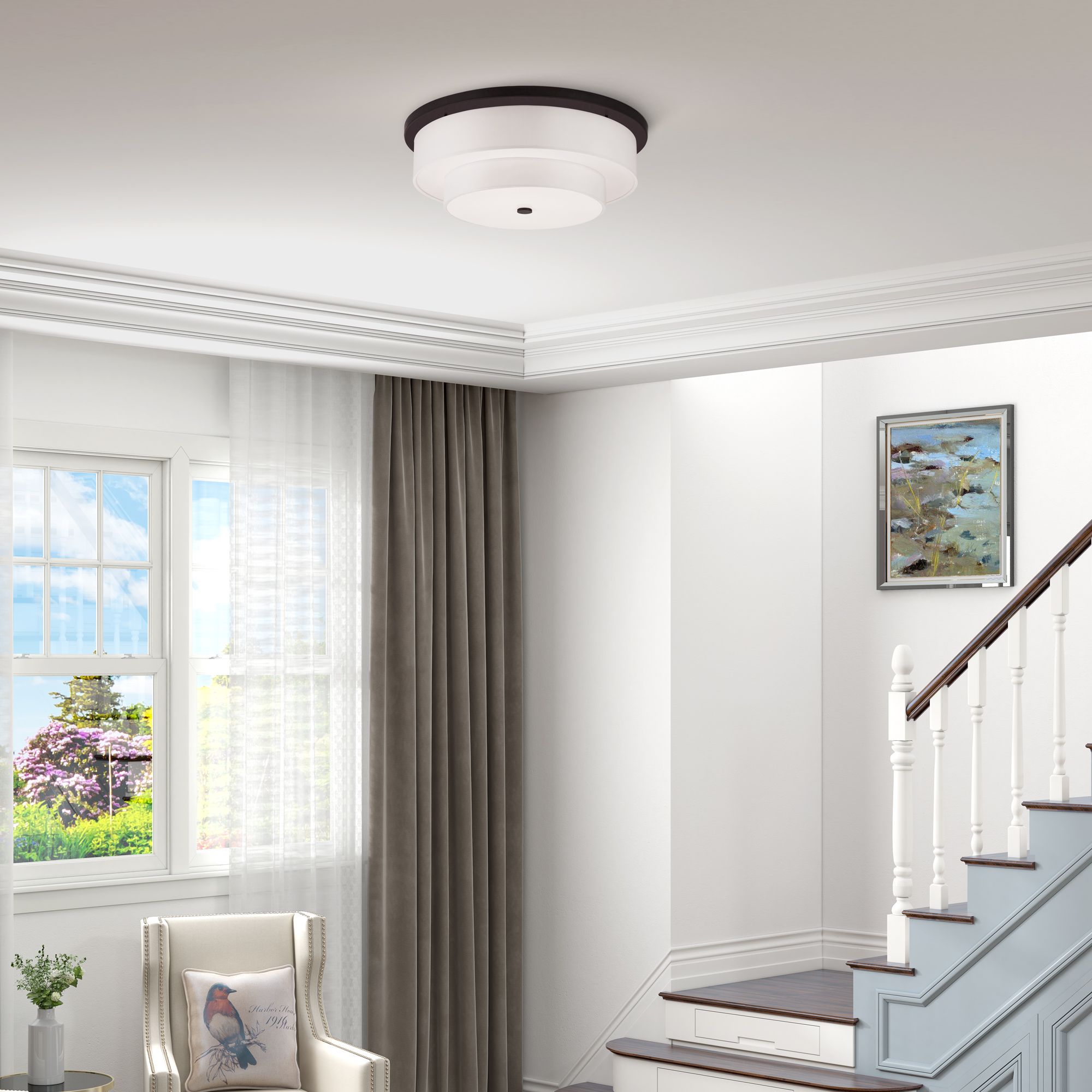 Image 4 Meridian 5-Light Bronze Flush Mount Ceiling Light more views