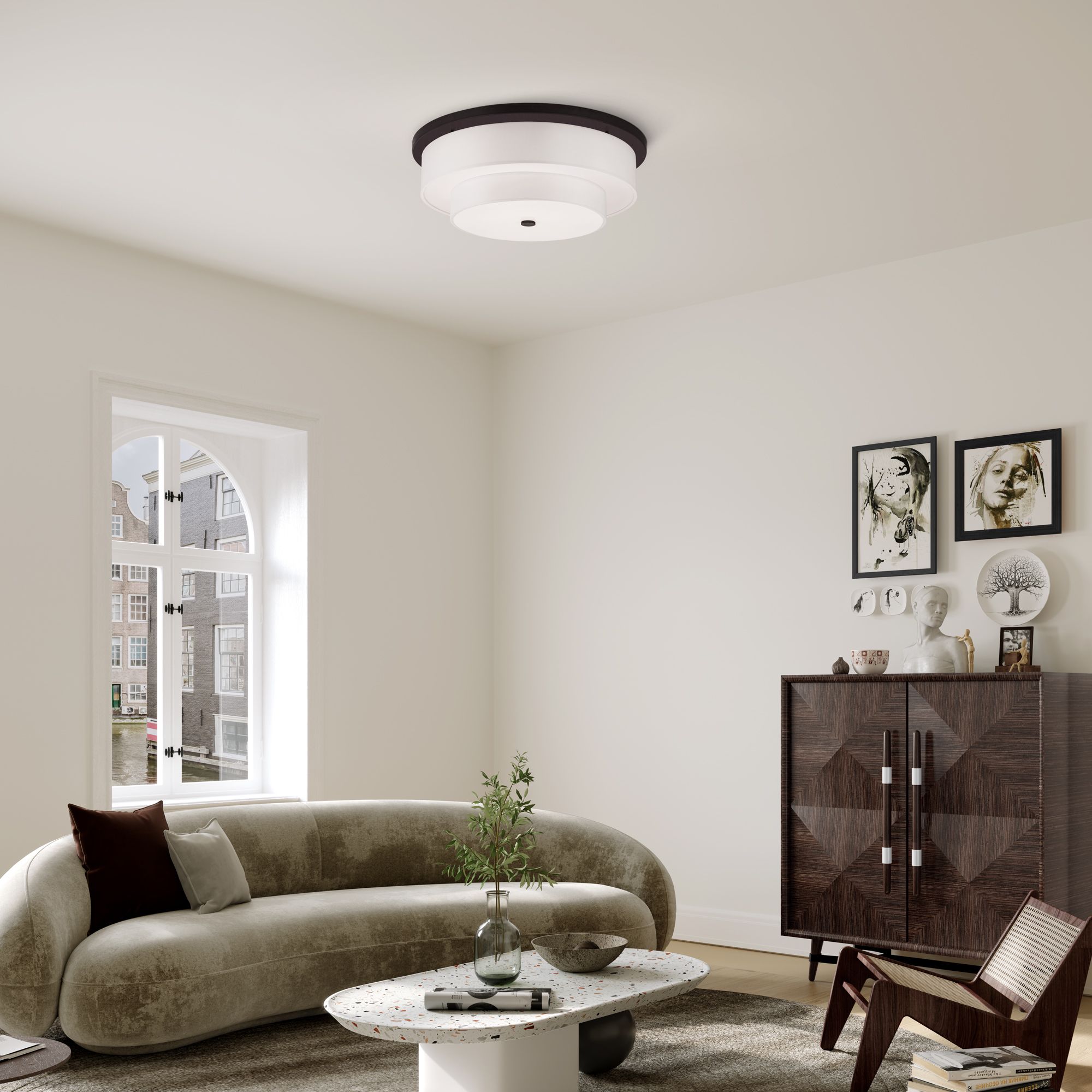 Image 5 Meridian 5-Light Bronze Flush Mount Ceiling Light more views