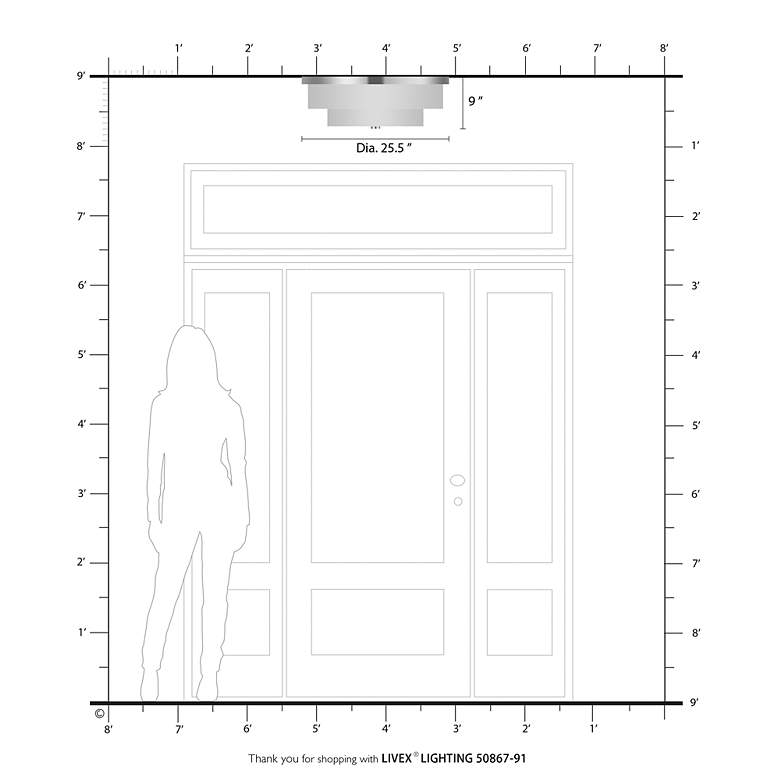 Image 6 Meridian 5 Light Brushed Nickel Ceiling Mount more views