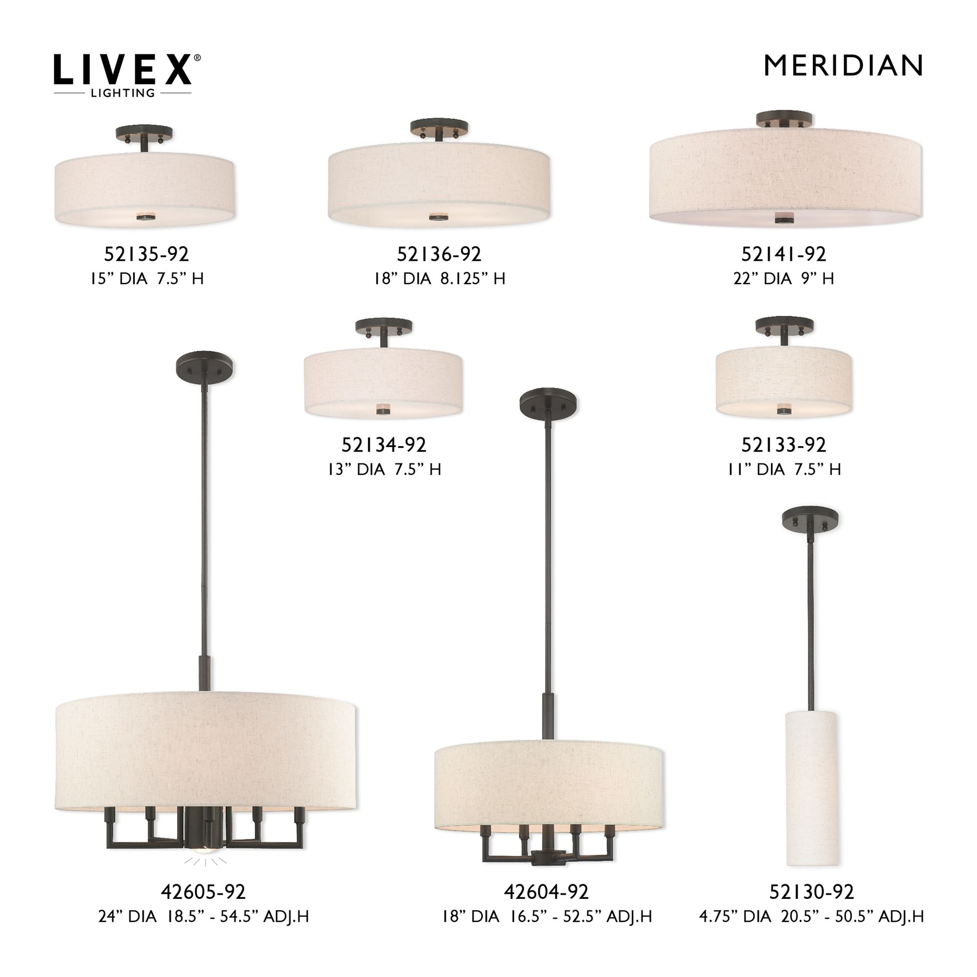 Meridian 5 Light Brushed Nickel Ceiling Mount in scene