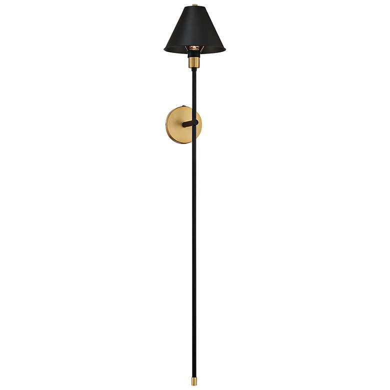 Image 1 Meridian 50" High Black with Natural Brass Wall Sconce
