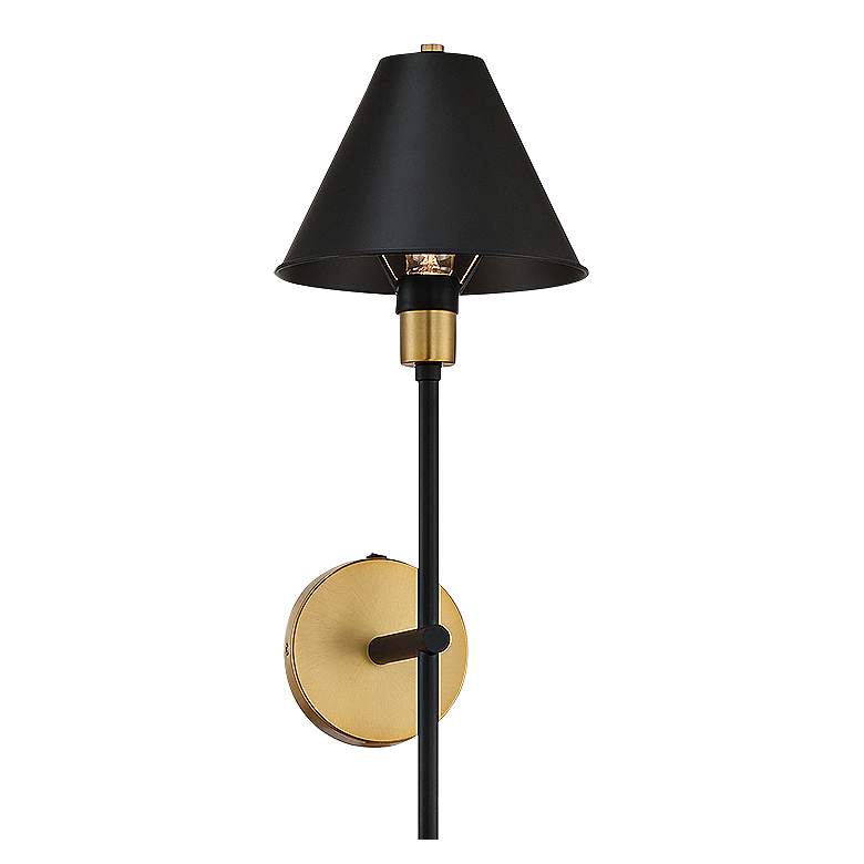 Image 2 Meridian 50" High Black with Natural Brass Wall Sconce more views