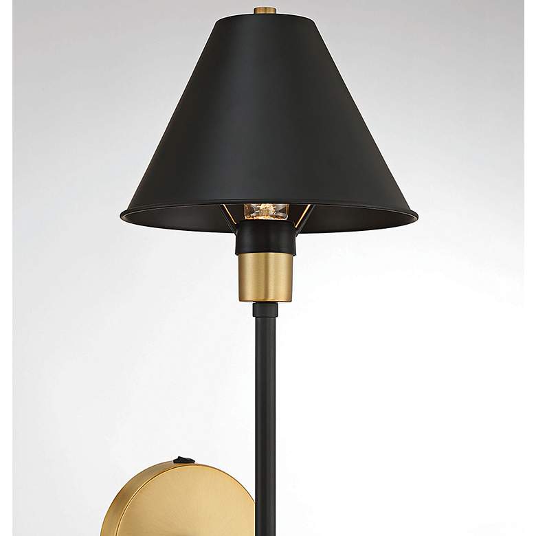 Image 3 Meridian 50" High Black with Natural Brass Wall Sconce more views