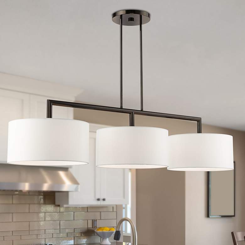 Image 2 Meridian 51" Wide Black Chrome 3-Light Linear Chandelier