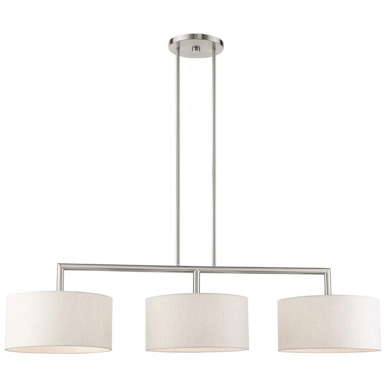 Image 1 Meridian 51" Wide Brushed Nickel 3-Light Linear Chandelier