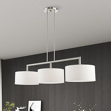 Meridian 51" Wide Brushed Nickel 3-Light Linear Chandelier