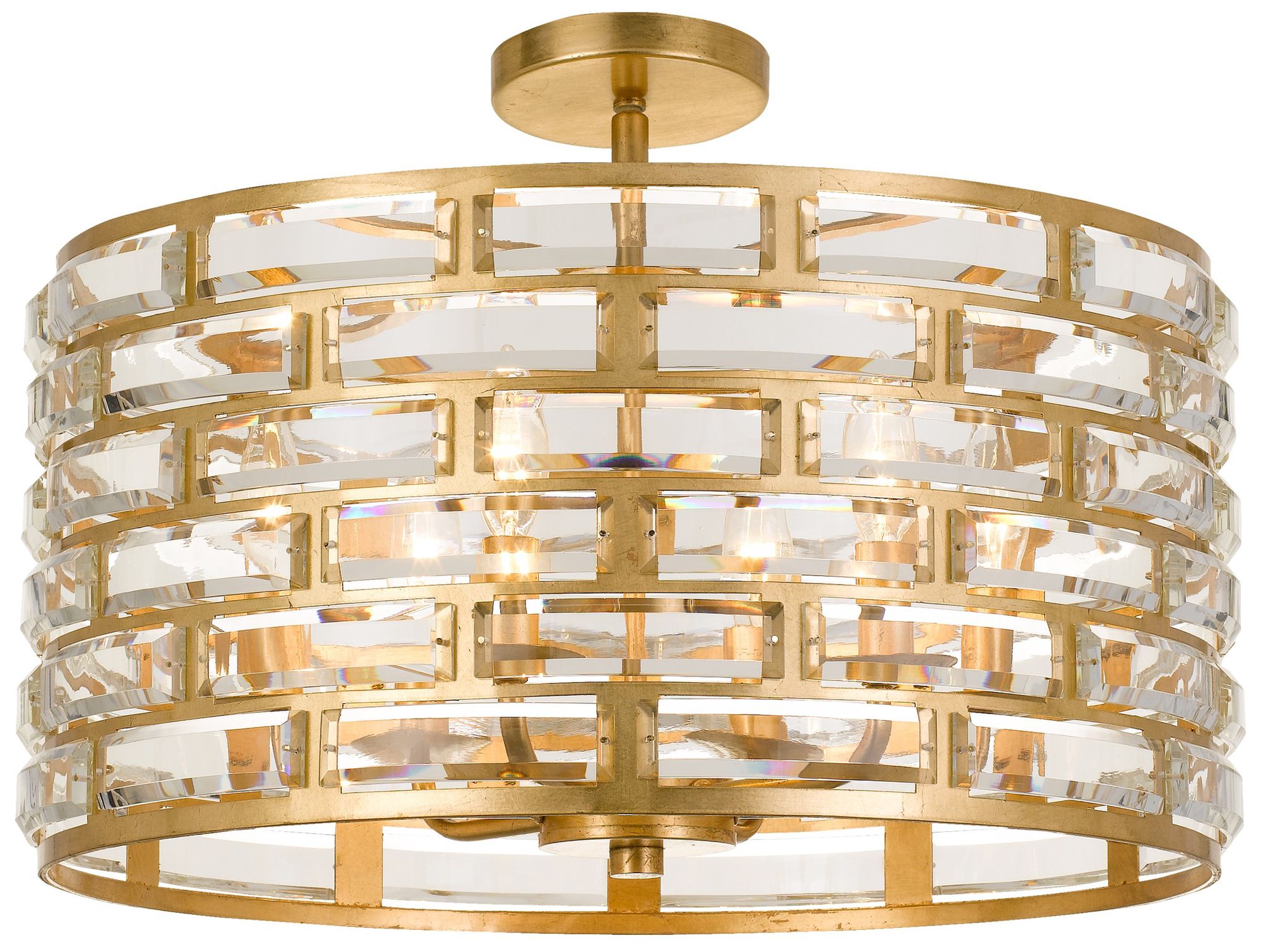Meridian 6 Light Antique Gold Semi Flush Mount